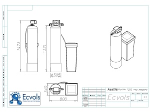 Чертеж - Фильтр умягчения AquaChip Manual 1252 C, Потребители, до 4 человек, сброс 240л